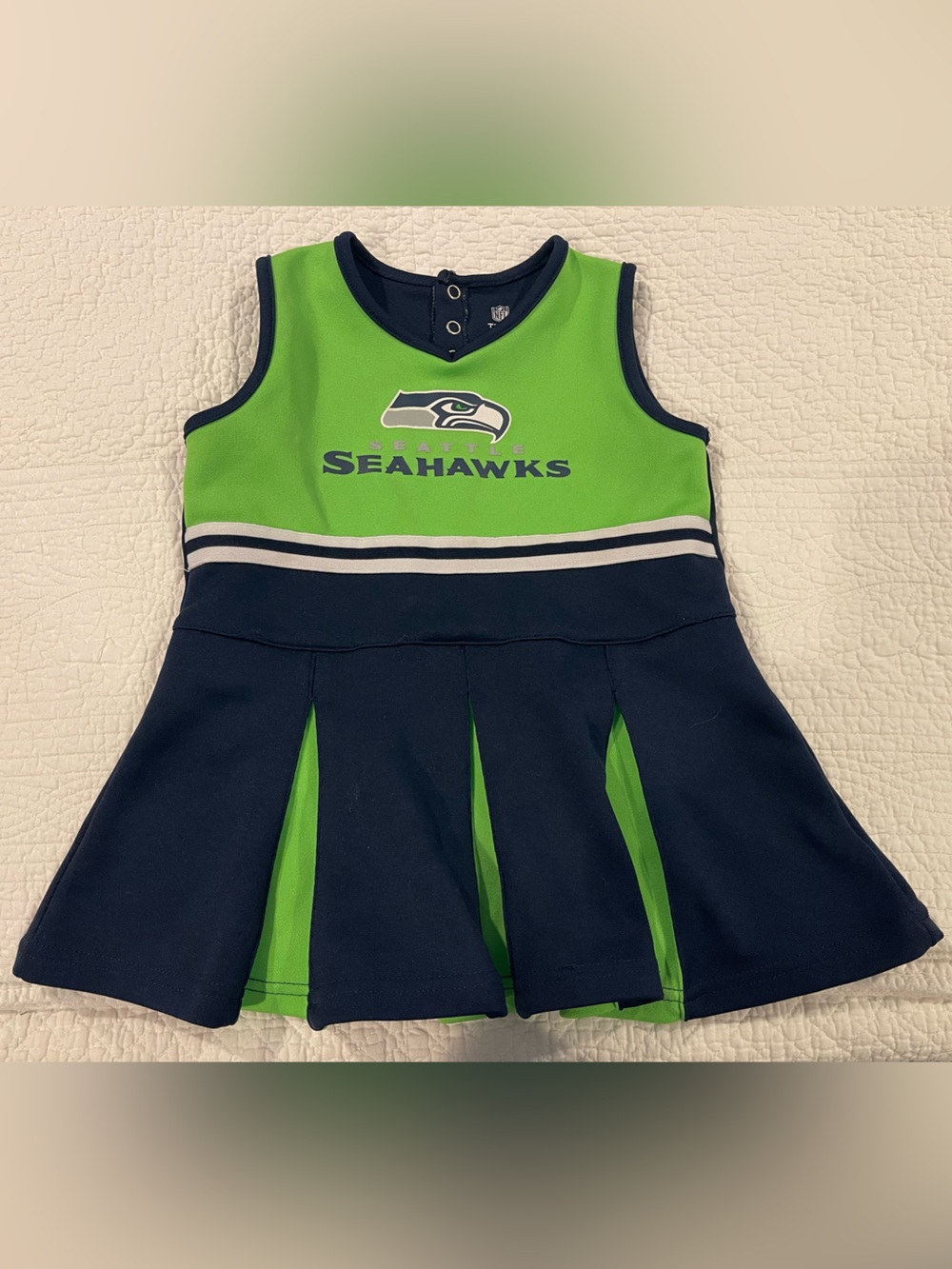 NFL Seattle Seahawks Green Navy Girls' Cheer Dress Sz 4/5 XS Football Sports